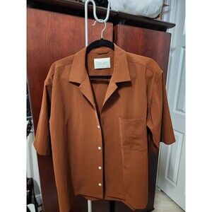Public Tokyo Japanese Men's Designer Brown Button-up Overshirt